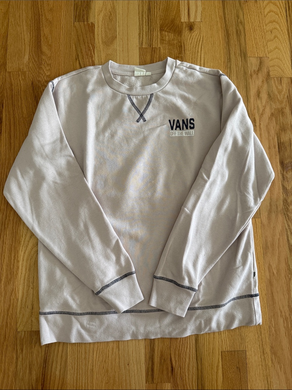 Vans Cream Crewneck Sweatshirt with Dark Contrast Stitching